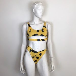 yellow animal print swimsuit